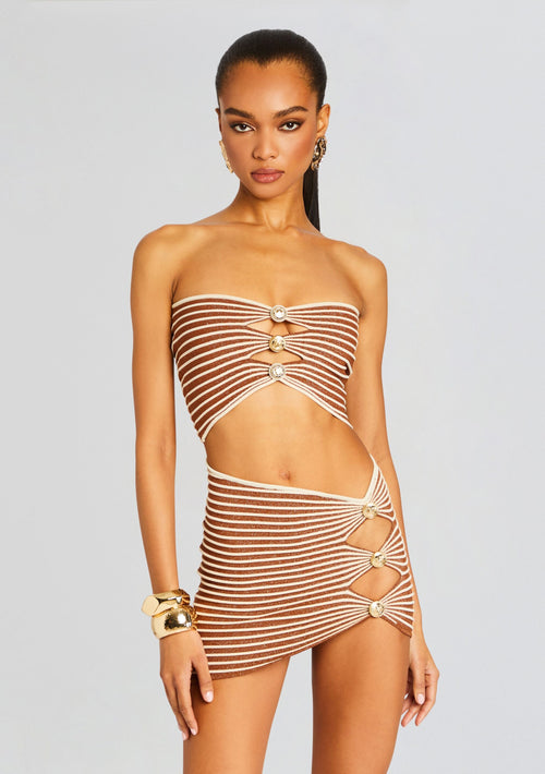 Adelie Metallic Knit Top by retrofête in Metallic Caramel, product image 1