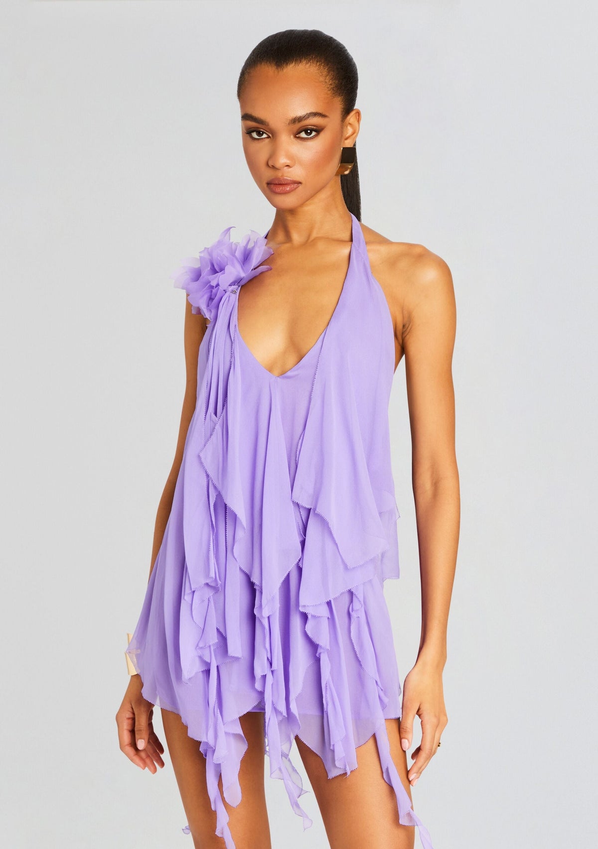 Caspian Silk Chiffon Dress by retrofête in Wisteria, product image 5