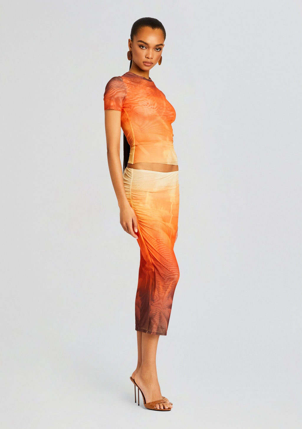 Kate Mesh Baby Tee by SEROYA in Sunset Palm, product image 3