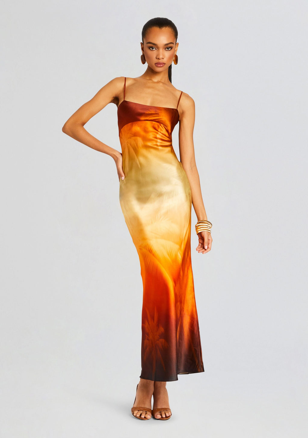 Kayla Silk Dress by SEROYA in Sunset Palm, product image 1