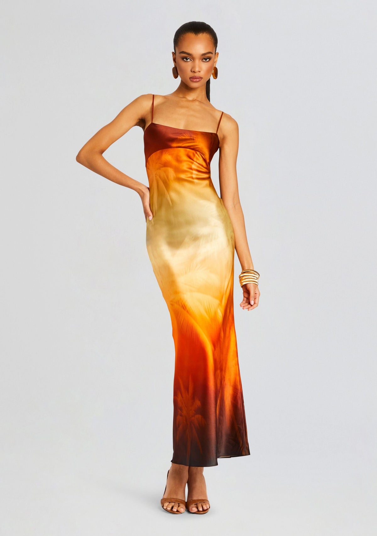 Kayla Silk Dress by SEROYA in Sunset Palm, product image 1