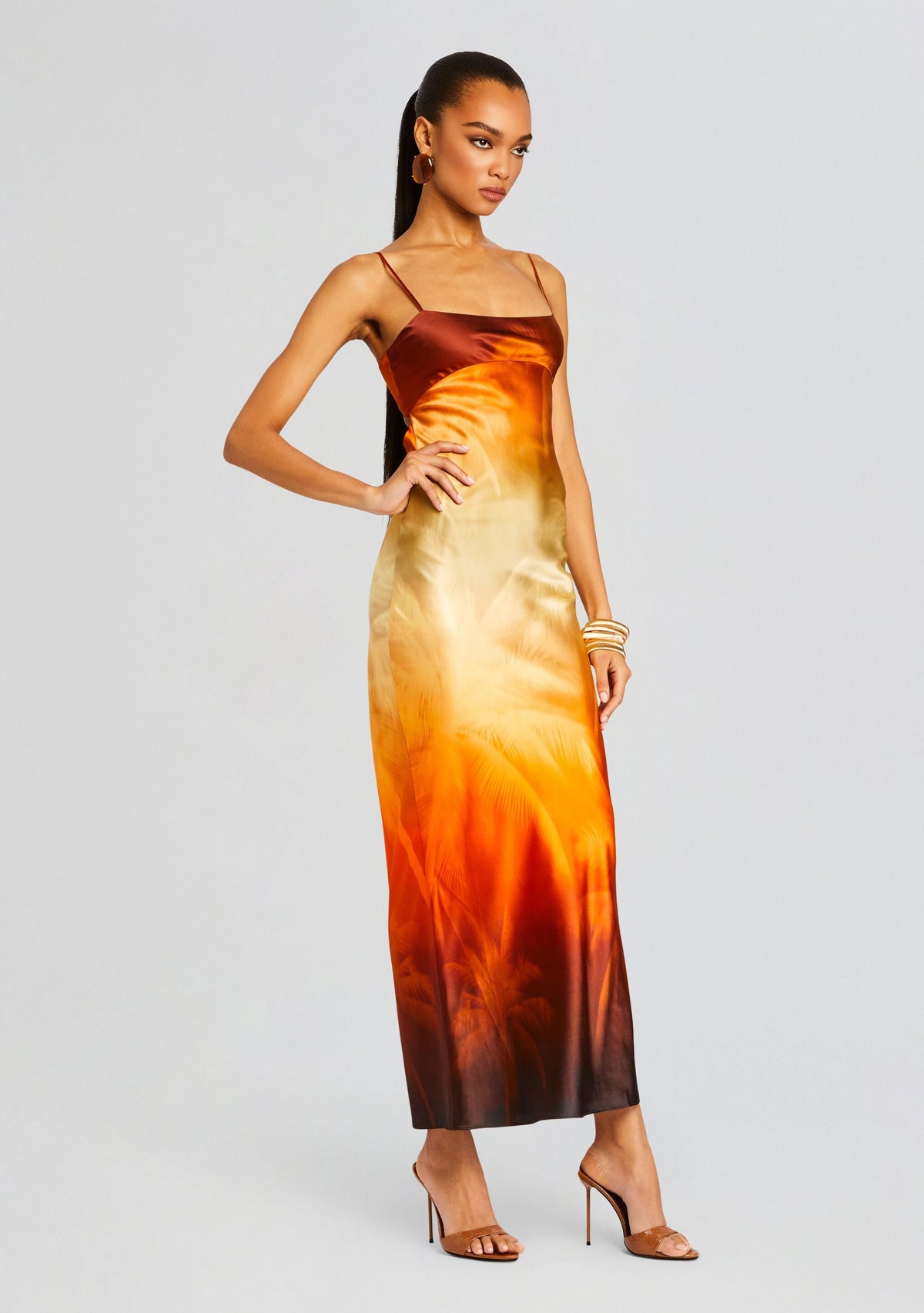 Kayla Silk Dress by SEROYA in Sunset Palm, product image 3