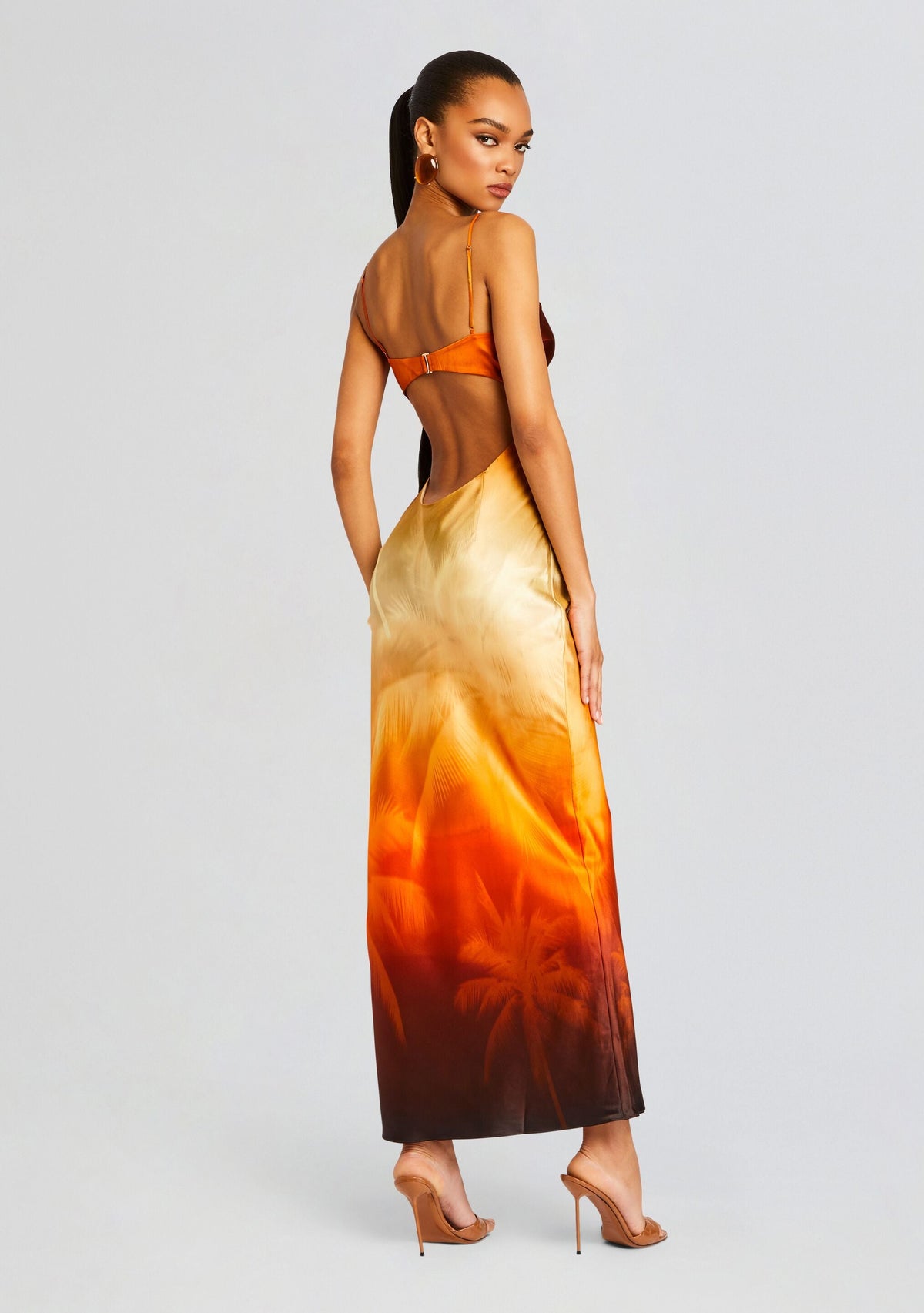 Kayla Silk Dress by SEROYA in Sunset Palm, product image 4