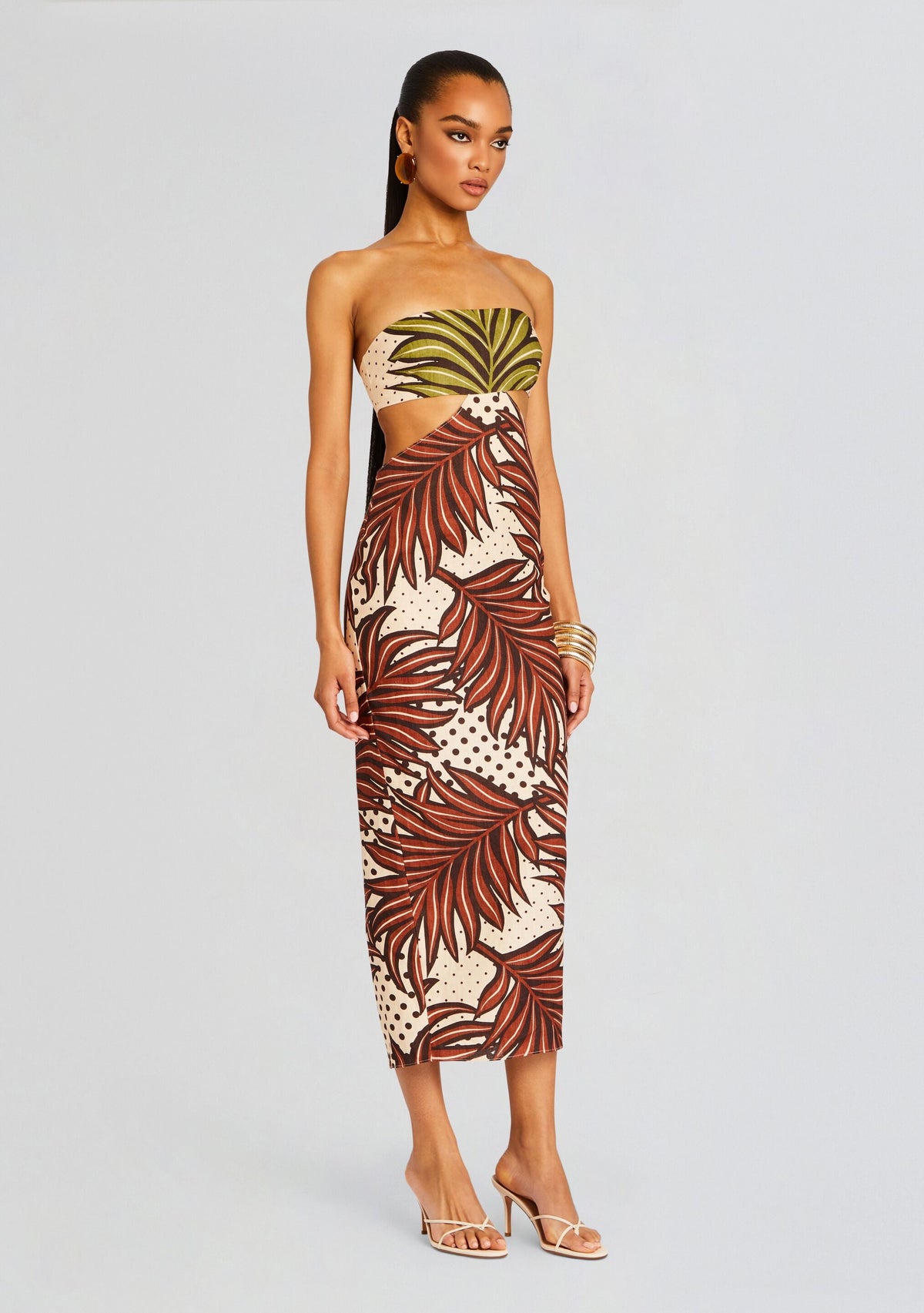 Kiara Linen Dress by retrofête in Polka Dot Leaves, product image 3