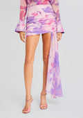Sonya Silk Chiffon Skirt by retrofête in Lavender Botanical, product image 1