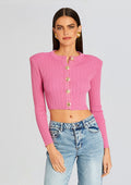 Laurel Metallic Knit Jacket by retrofête in Metallic Candy Pink, product image 1