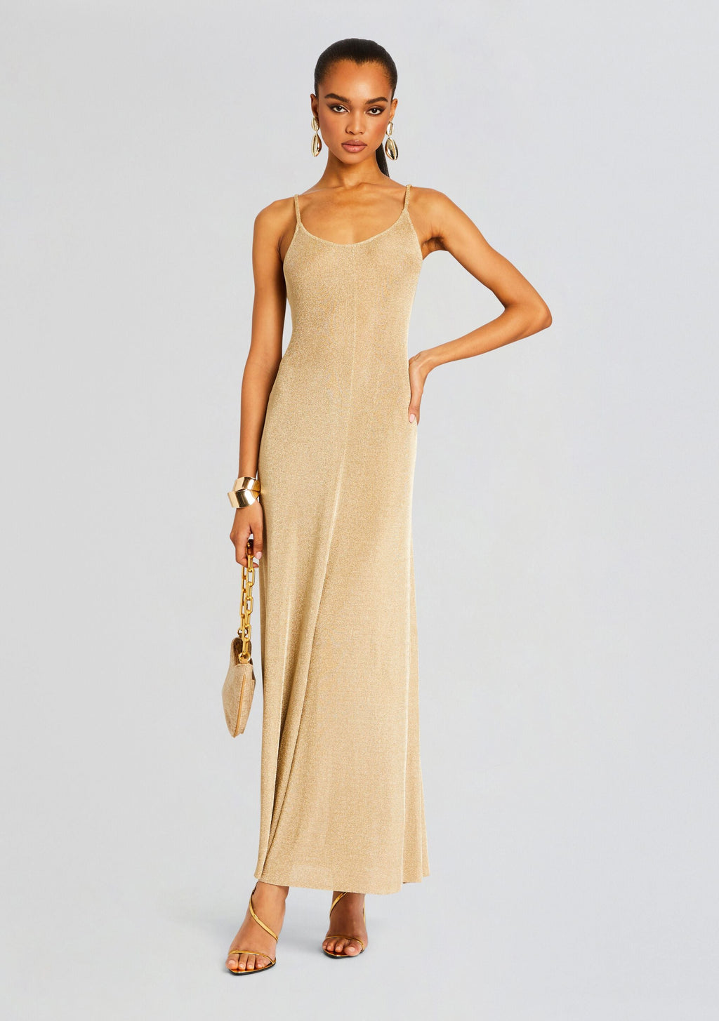 Mabeline Metallic Knit Gown by SEROYA in Gold, product image 5