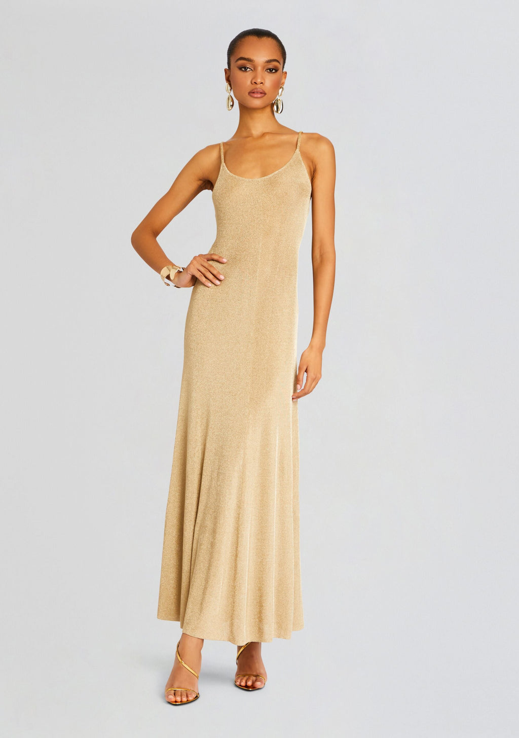Mabeline Metallic Knit Gown by SEROYA in Gold, product image 1