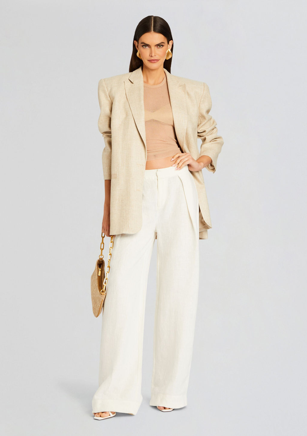 Myrtle Linen Pleated Pant by SEROYA in Porcelain, product image 5