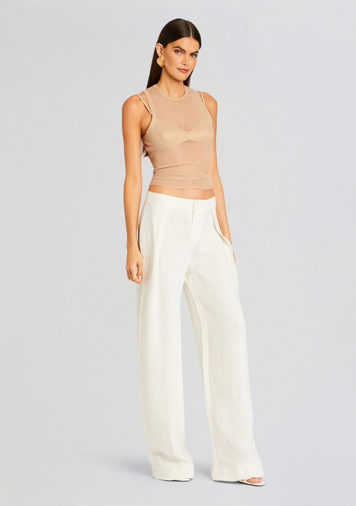 Myrtle Linen Pleated Pant by SEROYA in Porcelain, product image 3