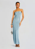 Narissa Metallic Knit Maxi Dress by SEROYA in Sky Blue, product image 1