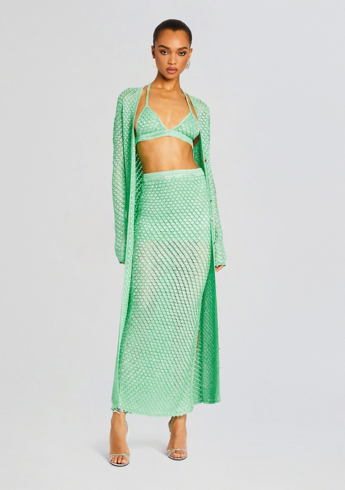 Allison Crochet Cardigan by SEROYA in Sea Foam, product image 5