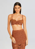 Bellini Metallic Crochet Top by retrofête in Metallic Brown, product image 1