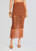 Naida Metallic Crochet Skirt by retrofête in Metallic Brown, product image 1