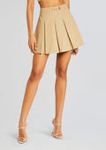 Trench Pleated Skirt by Sans Faff in Camel, product image 1