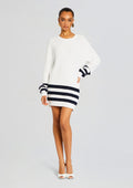 Devin Sweater by SEROYA in White/ Navy Stripe, product image 1