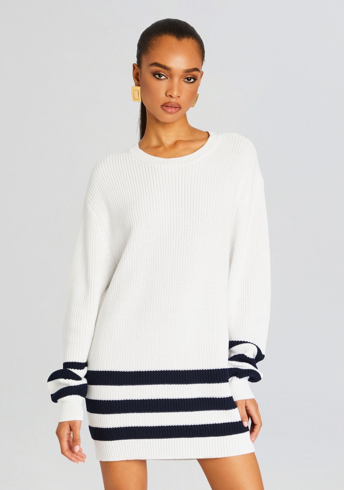Devin Sweater by SEROYA in White/ Navy Stripe, product image 5