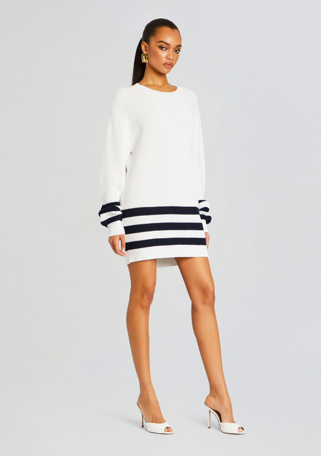 Devin Sweater by SEROYA in White/ Navy Stripe, product image 3
