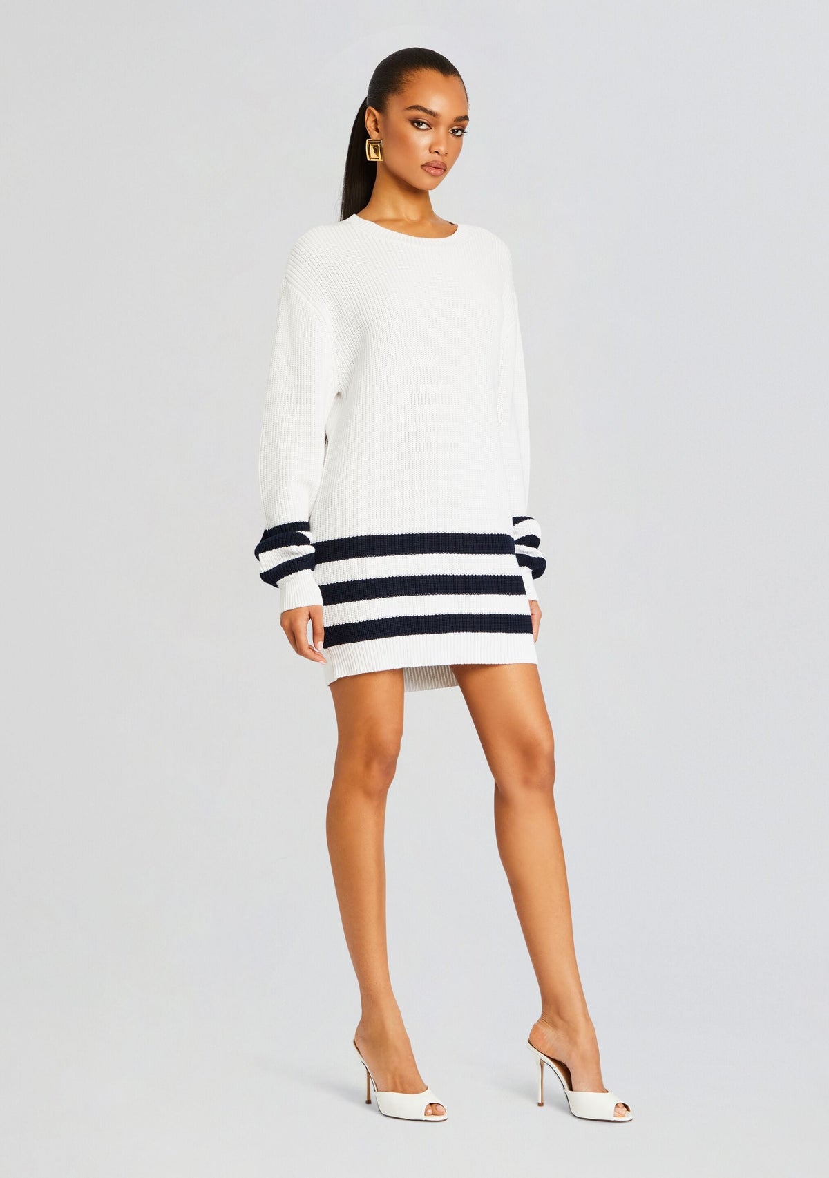 Devin Sweater by SEROYA in White/ Navy Stripe, product image 3