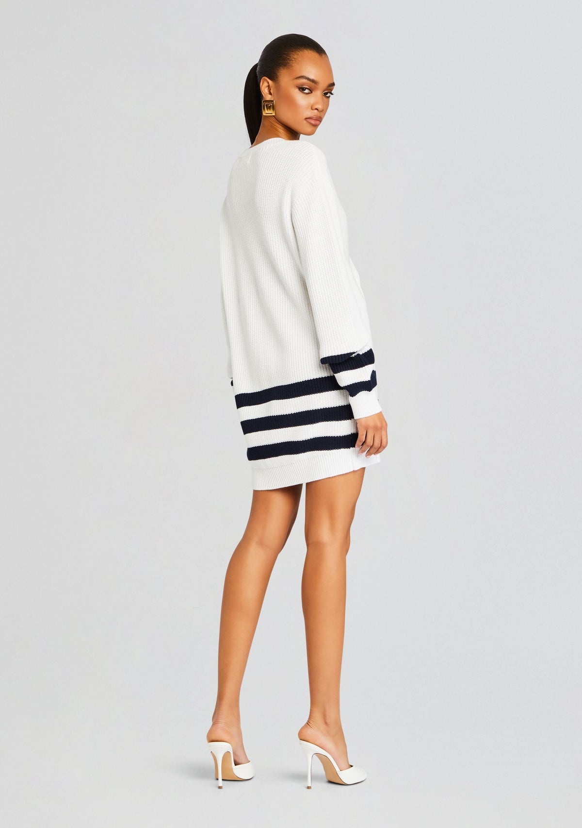 Devin Sweater by SEROYA in White/ Navy Stripe, product image 4