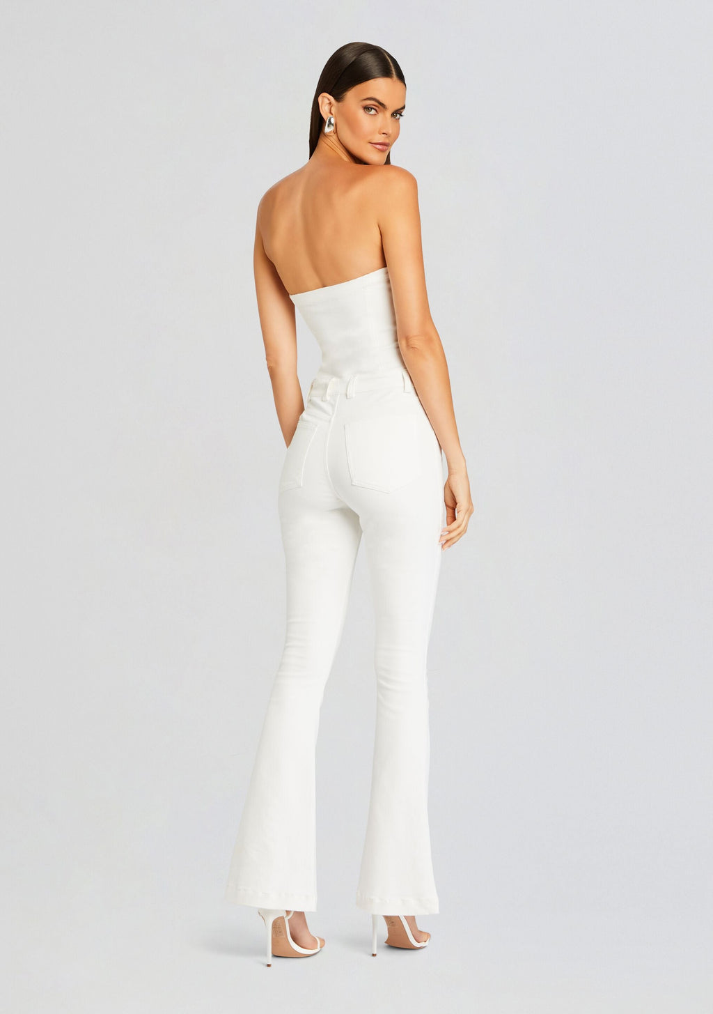Jeanette Stretch Denim Jumpsuit by SEROYA in White, product image 4
