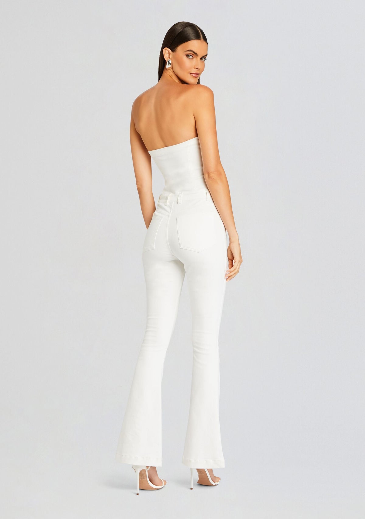 Jeanette Stretch Denim Jumpsuit by SEROYA in White, product image 4