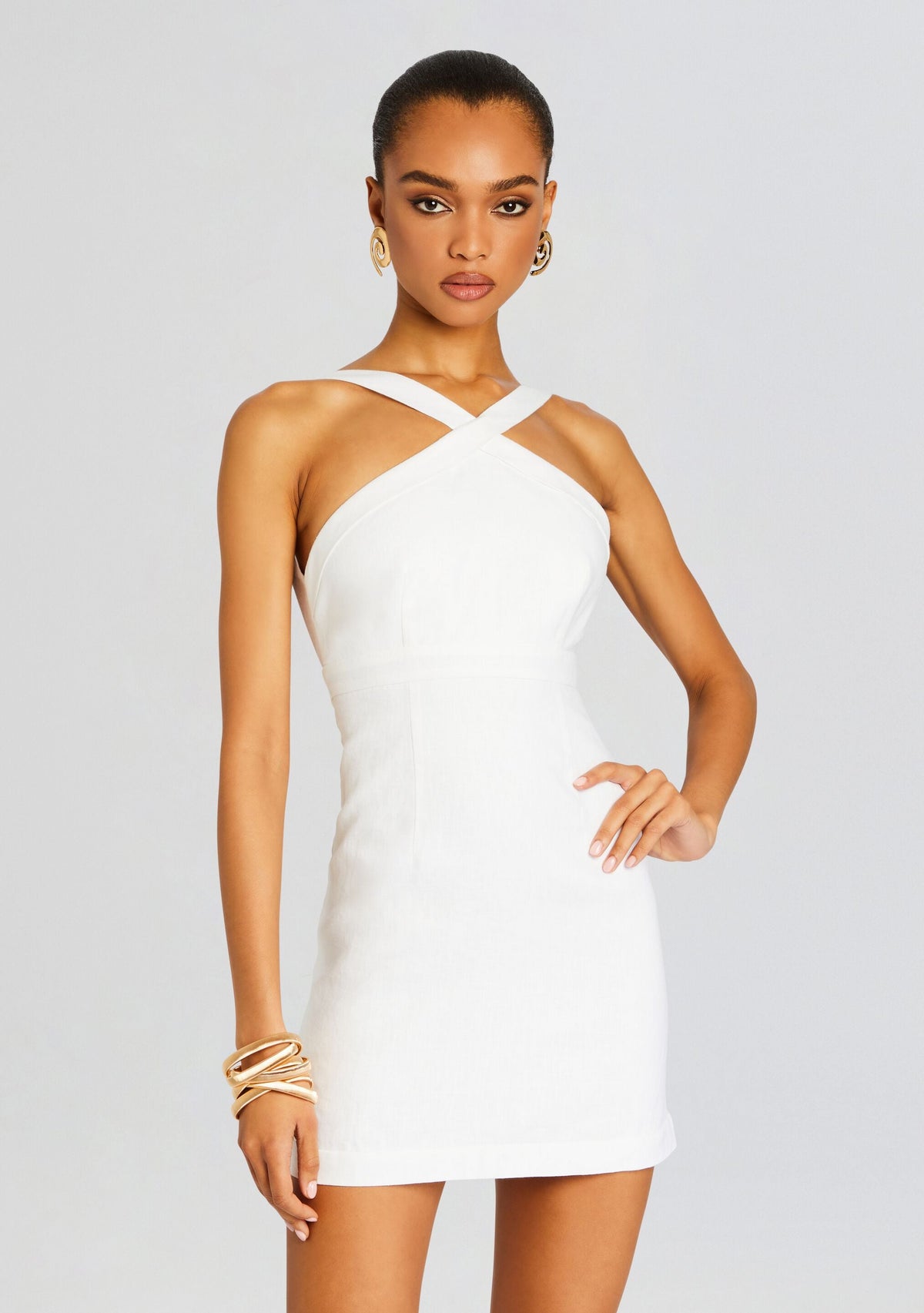 Linen Mini Dress by Sans Faff in White, product image 5