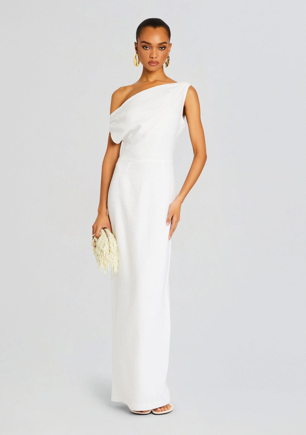 Linen Off The Shoulder Maxi by Sans Faff in White, product image 1