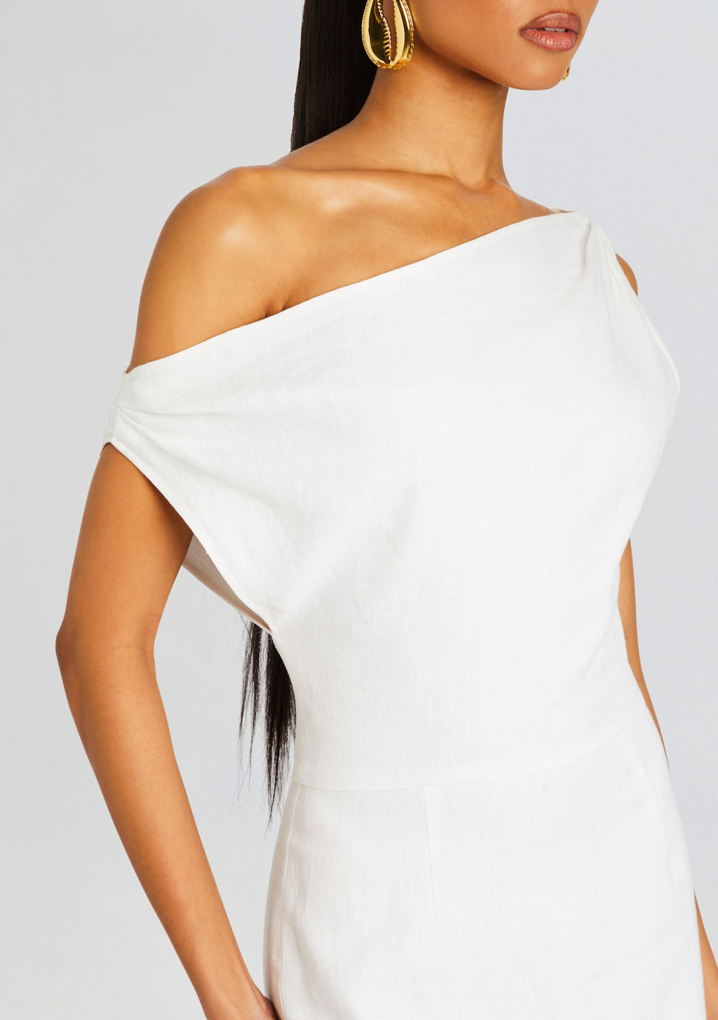 Linen Off The Shoulder Maxi by Sans Faff in White, product image 2