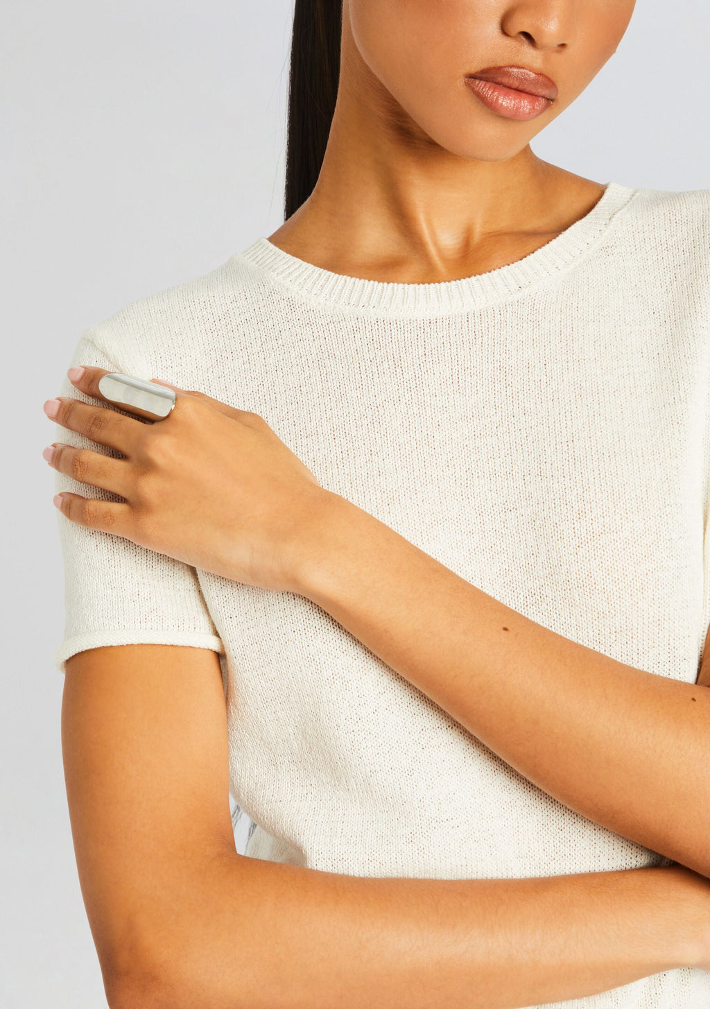 Oval Finger Ring by Retrofête X Keren Wolf in Silver, product image 2