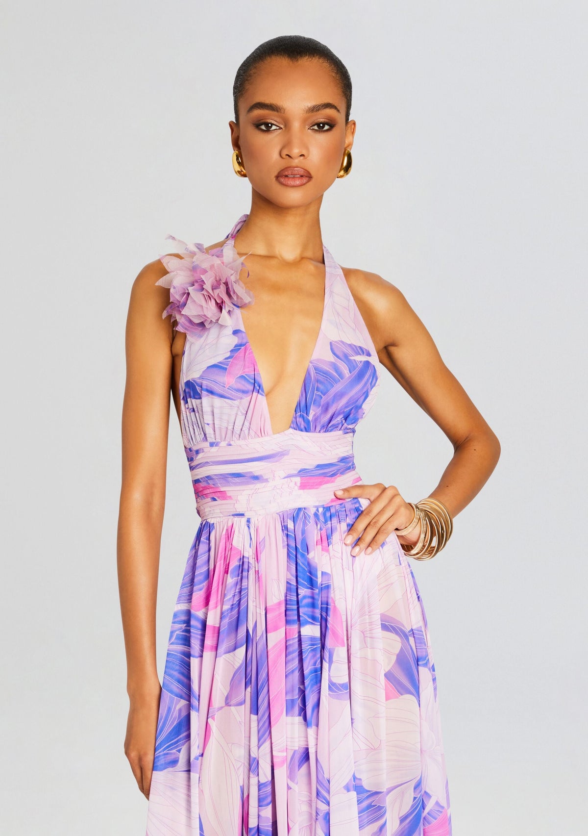 Rasha Chiffon Dress by retrofête in Lavender Botanical, product image 5
