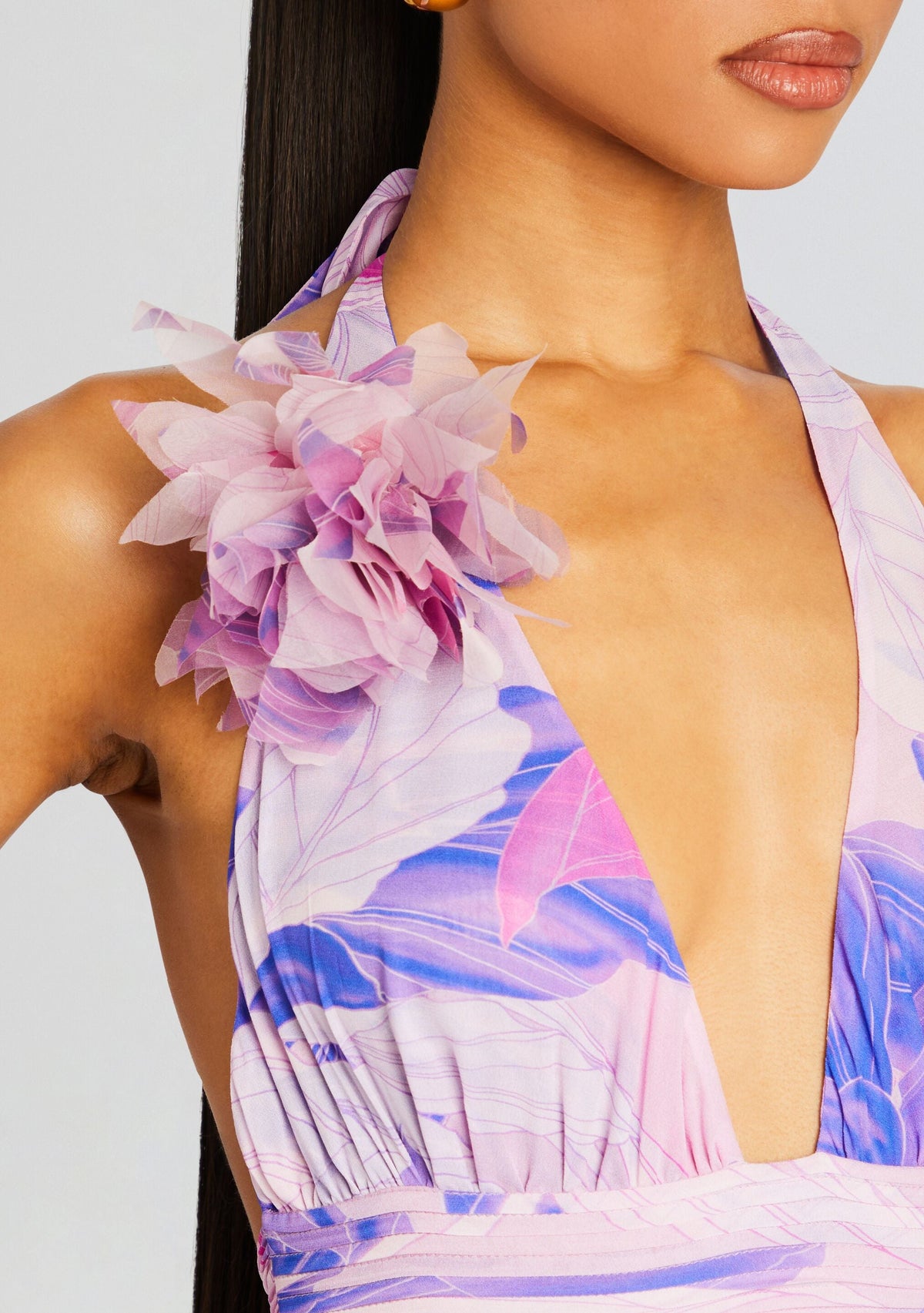 Rasha Chiffon Dress by retrofête in Lavender Botanical, product image 2