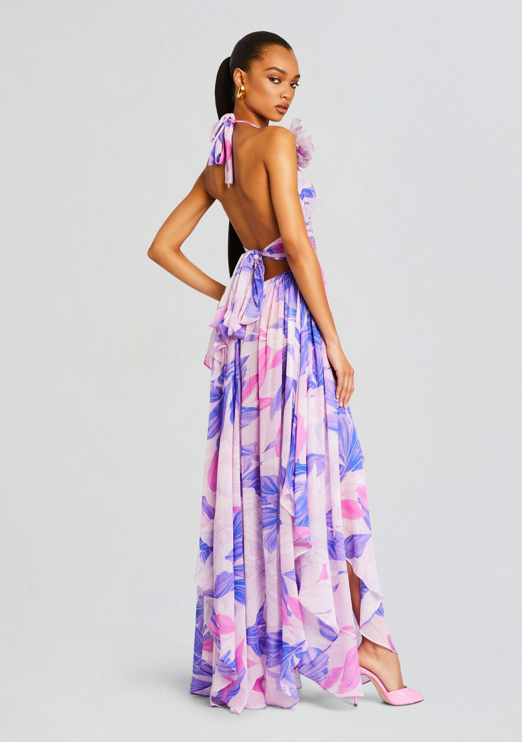 Rasha Chiffon Dress by retrofête in Lavender Botanical, product image 4