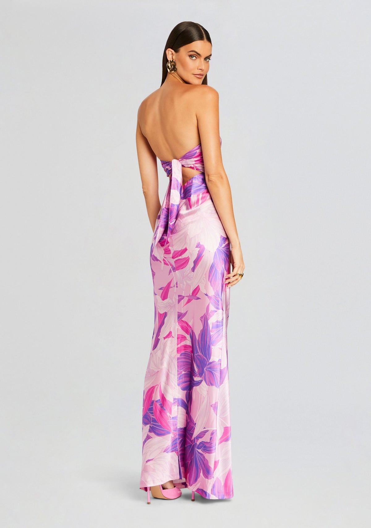 Skye Silk Dress by retrofête in Lavender Botanical, product image 4