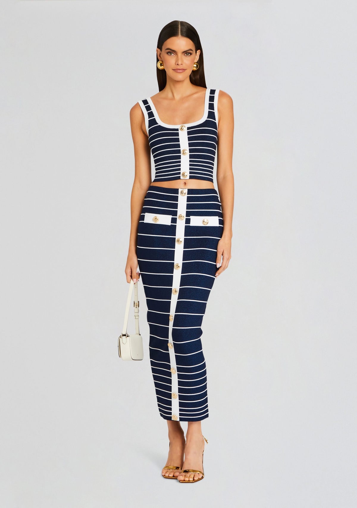 Zadie Metallic Knit Top by retrofête in Metallic Navy/White, product image 5