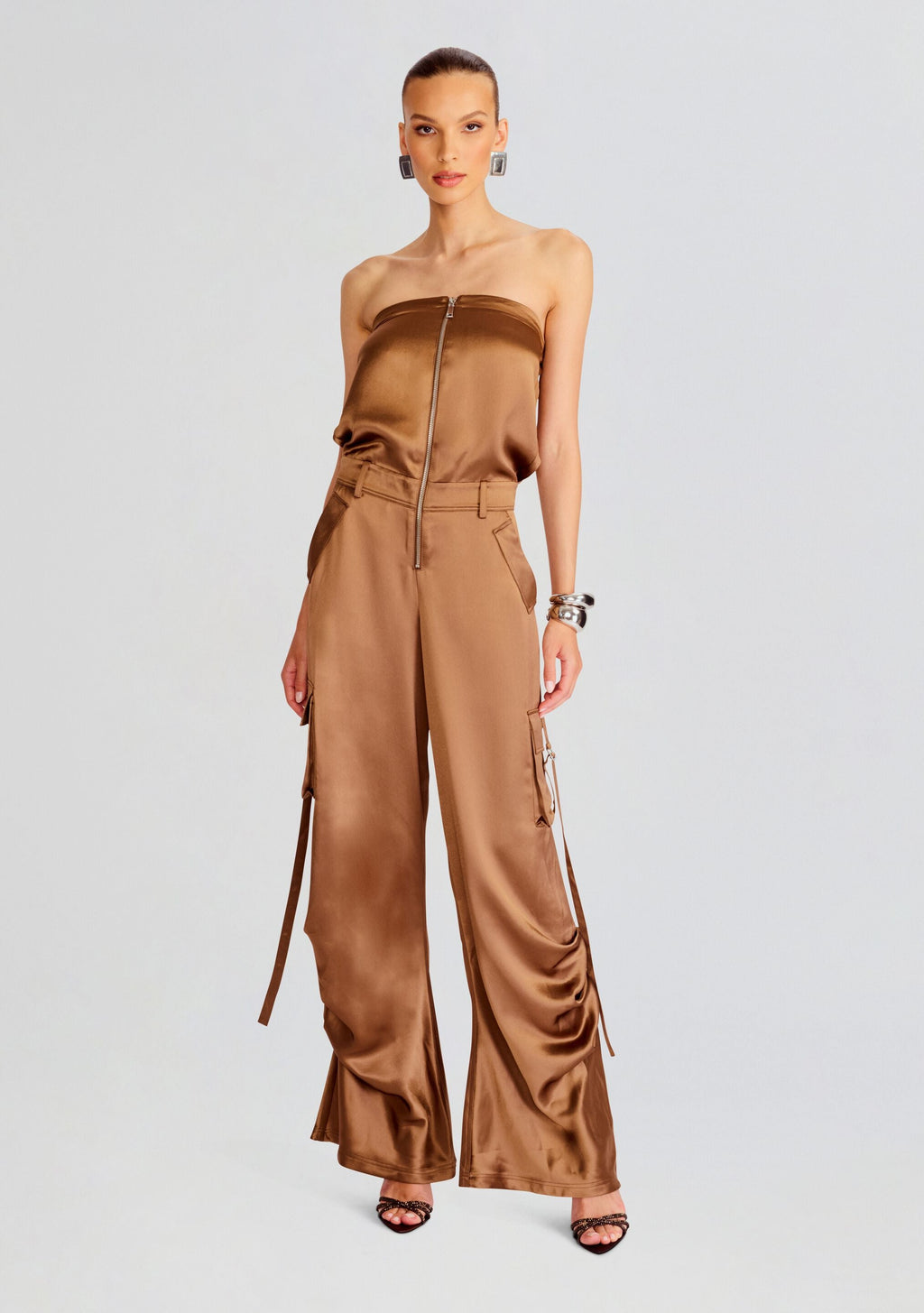 Estrella Cargo Jumpsuit by retrofête in Cognac, product image 4