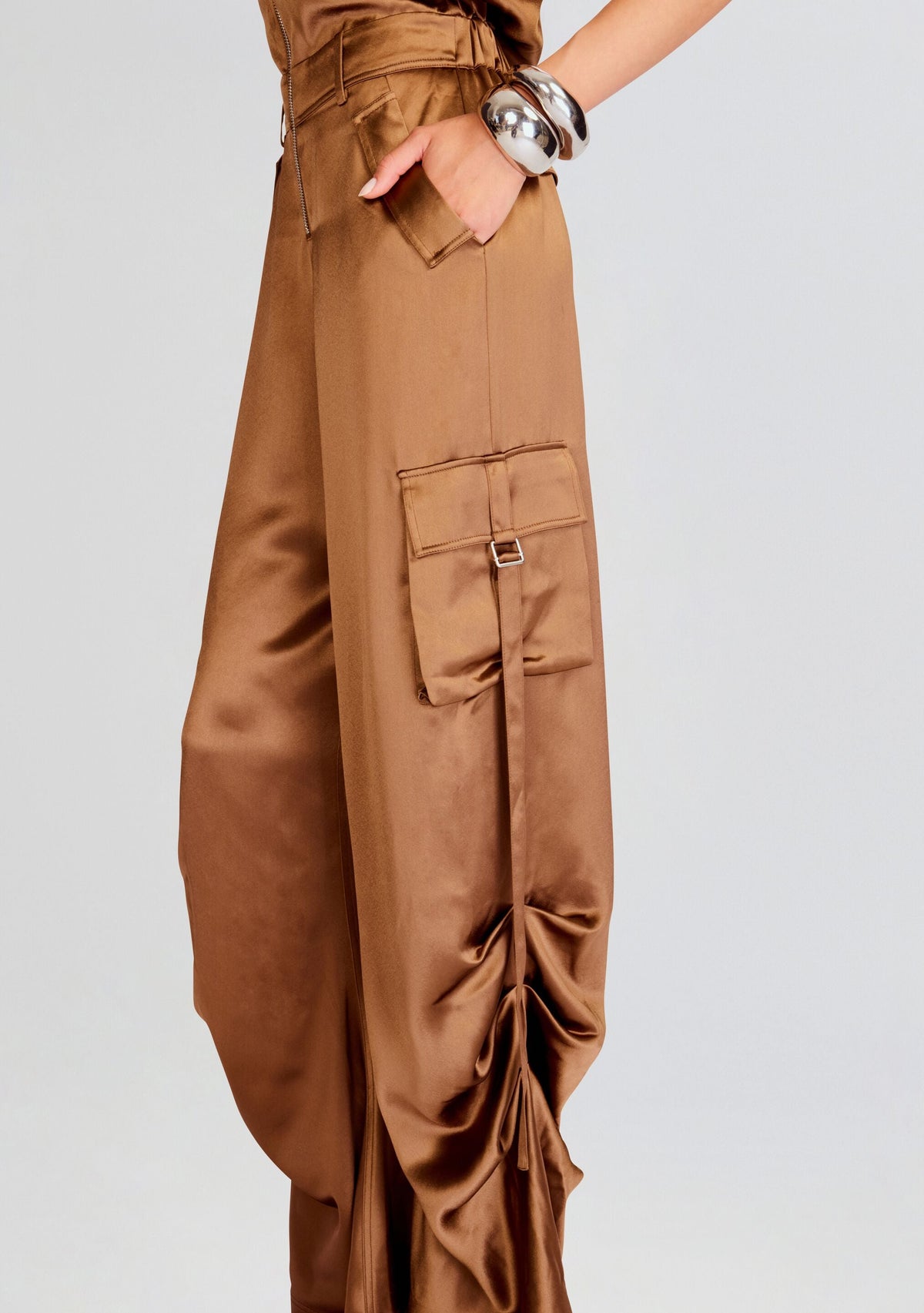 Estrella Cargo Jumpsuit by retrofête in Cognac, product image 2
