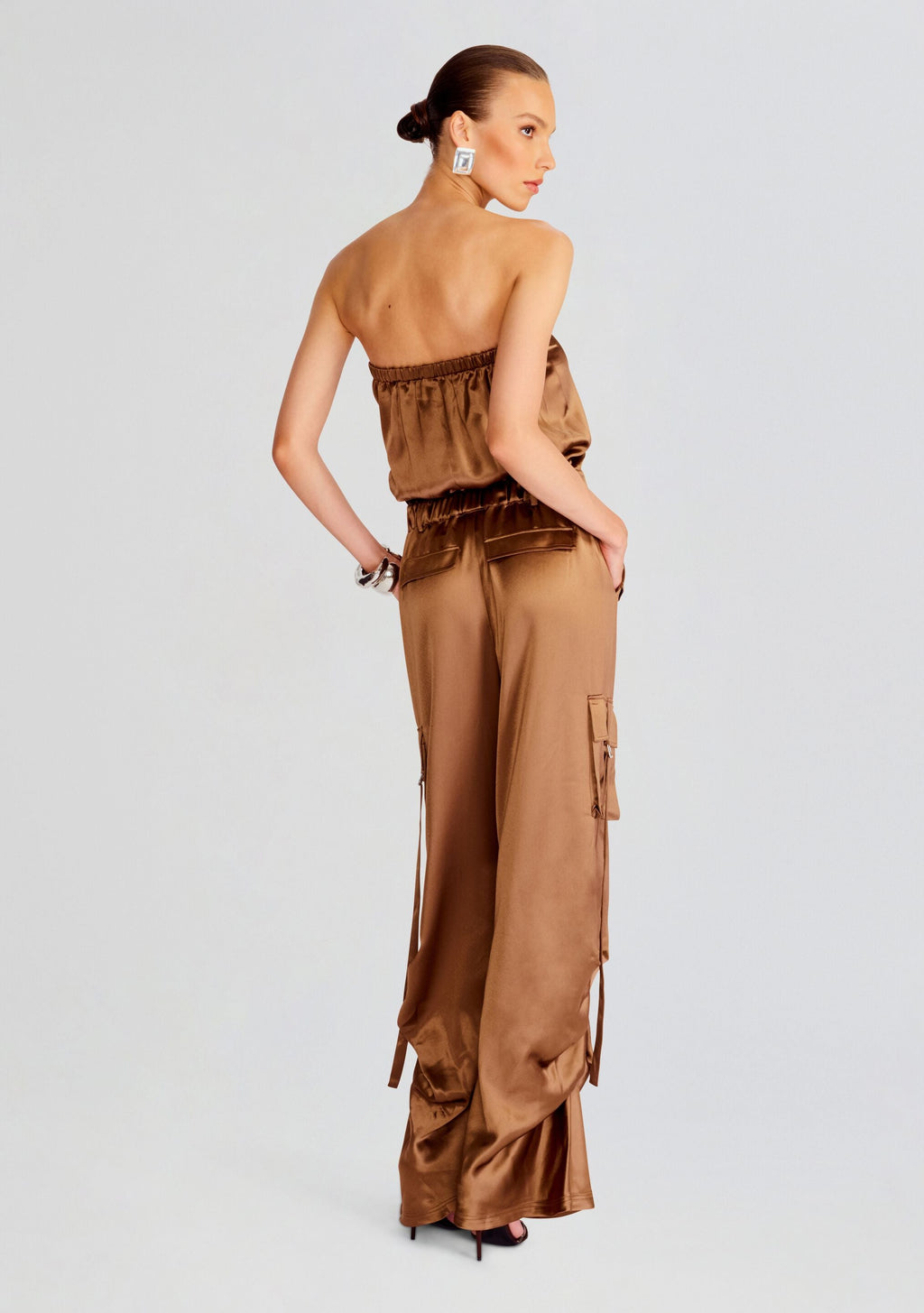 Estrella Cargo Jumpsuit by retrofête in Cognac, product image 5