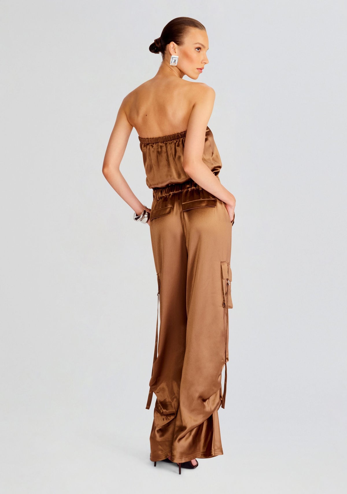 Estrella Cargo Jumpsuit by retrofête in Cognac, product image 5