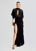 Nalina Embellished Silk Chiffon Dress by retrofête in Black, product image 1