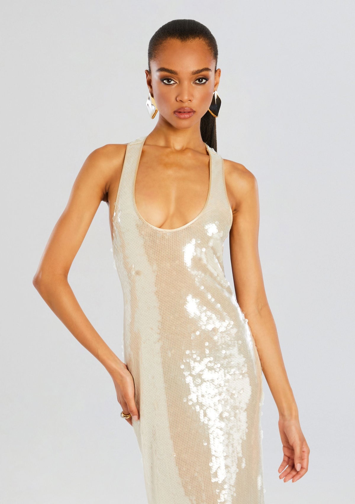 Bella Sequin Dress by retrofête in Cream, product image 5