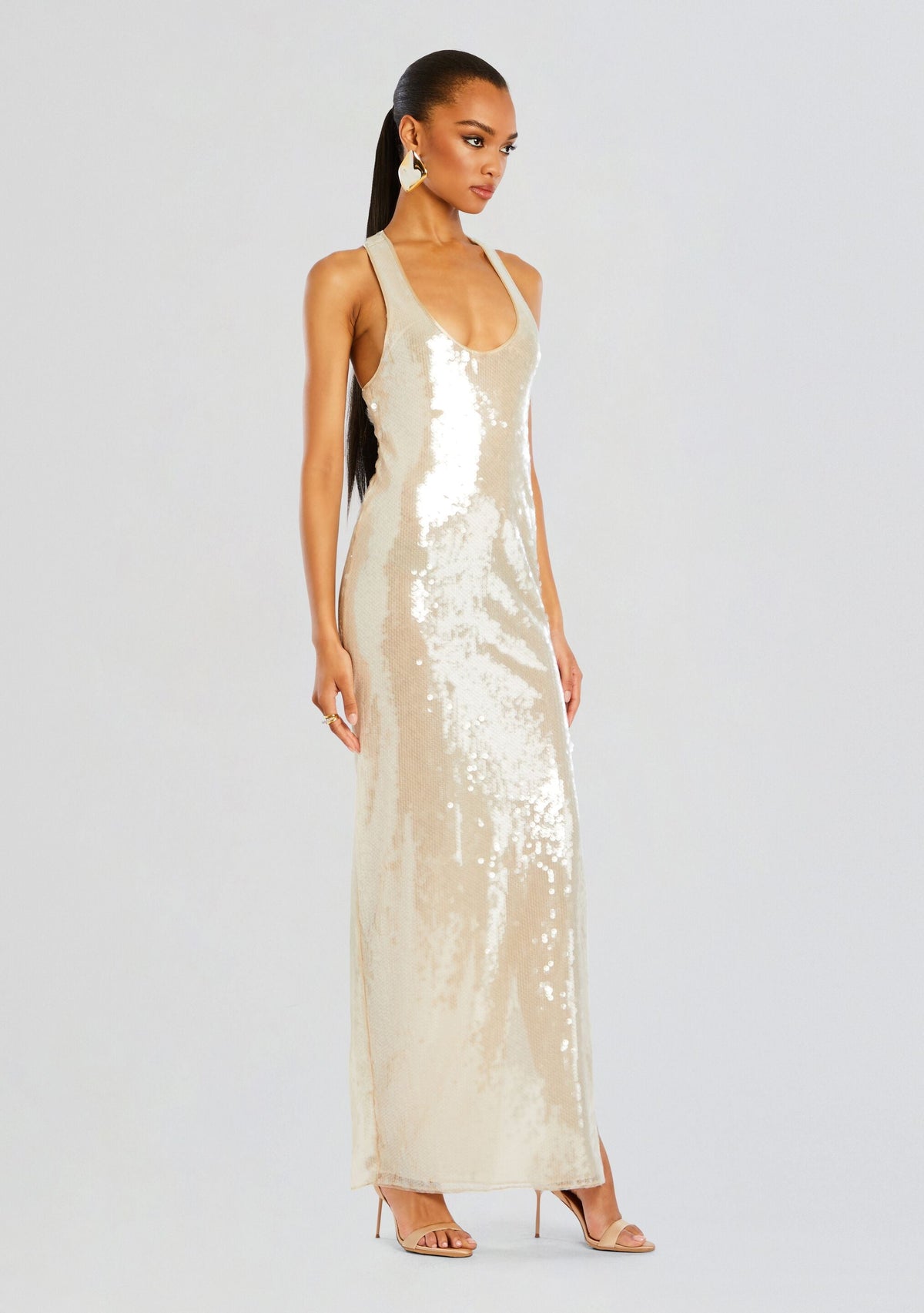 Bella Sequin Dress by retrofête in Cream, product image 3