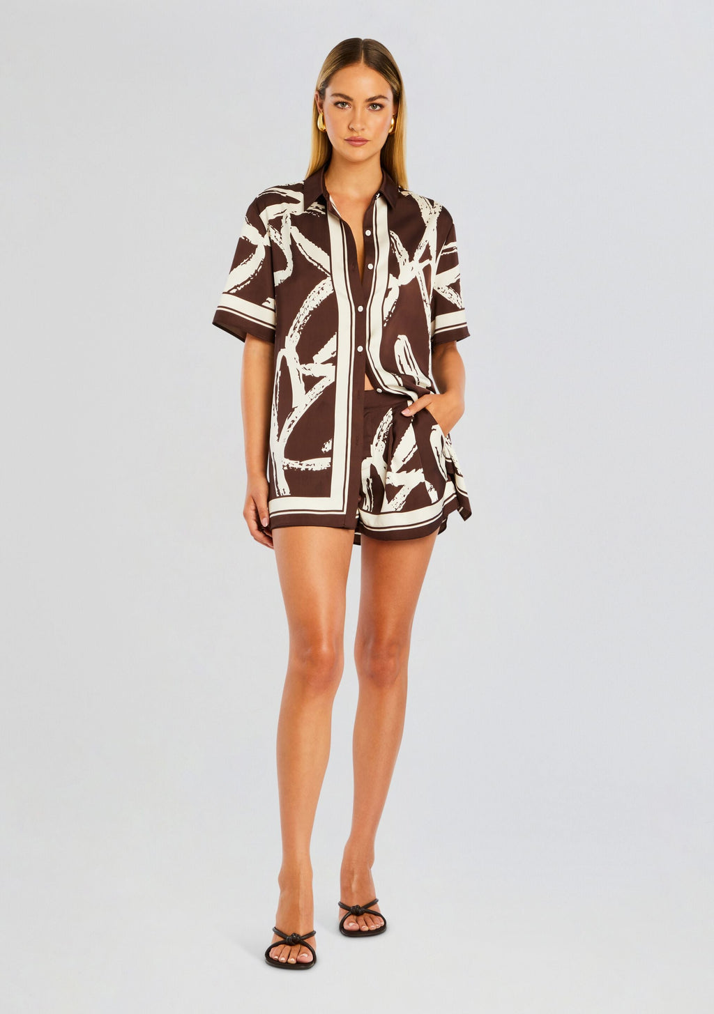 Cruise Pleated Short by SEROYA in Coconut Script, product image 5