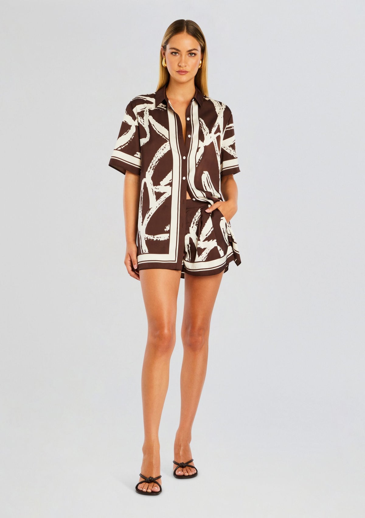 Cruise Pleated Short by SEROYA in Coconut Script, product image 5