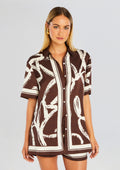 Davey Button Down Shirt by SEROYA in Coconut Script, product image 1