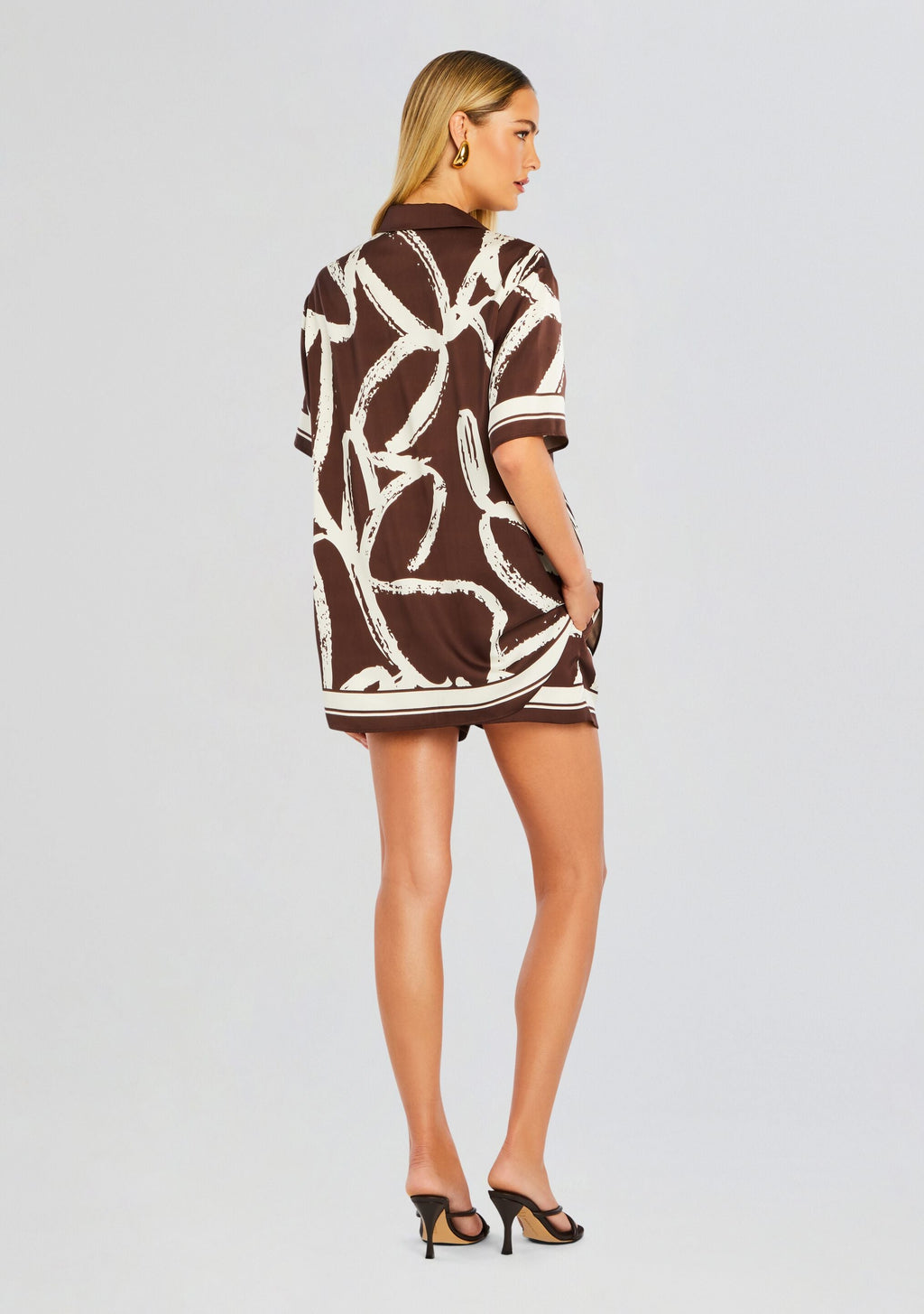 Davey Button Down Shirt by SEROYA in Coconut Script, product image 4