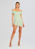 Deniz Mesh Mini Dress by SEROYA in Sage, product image 1