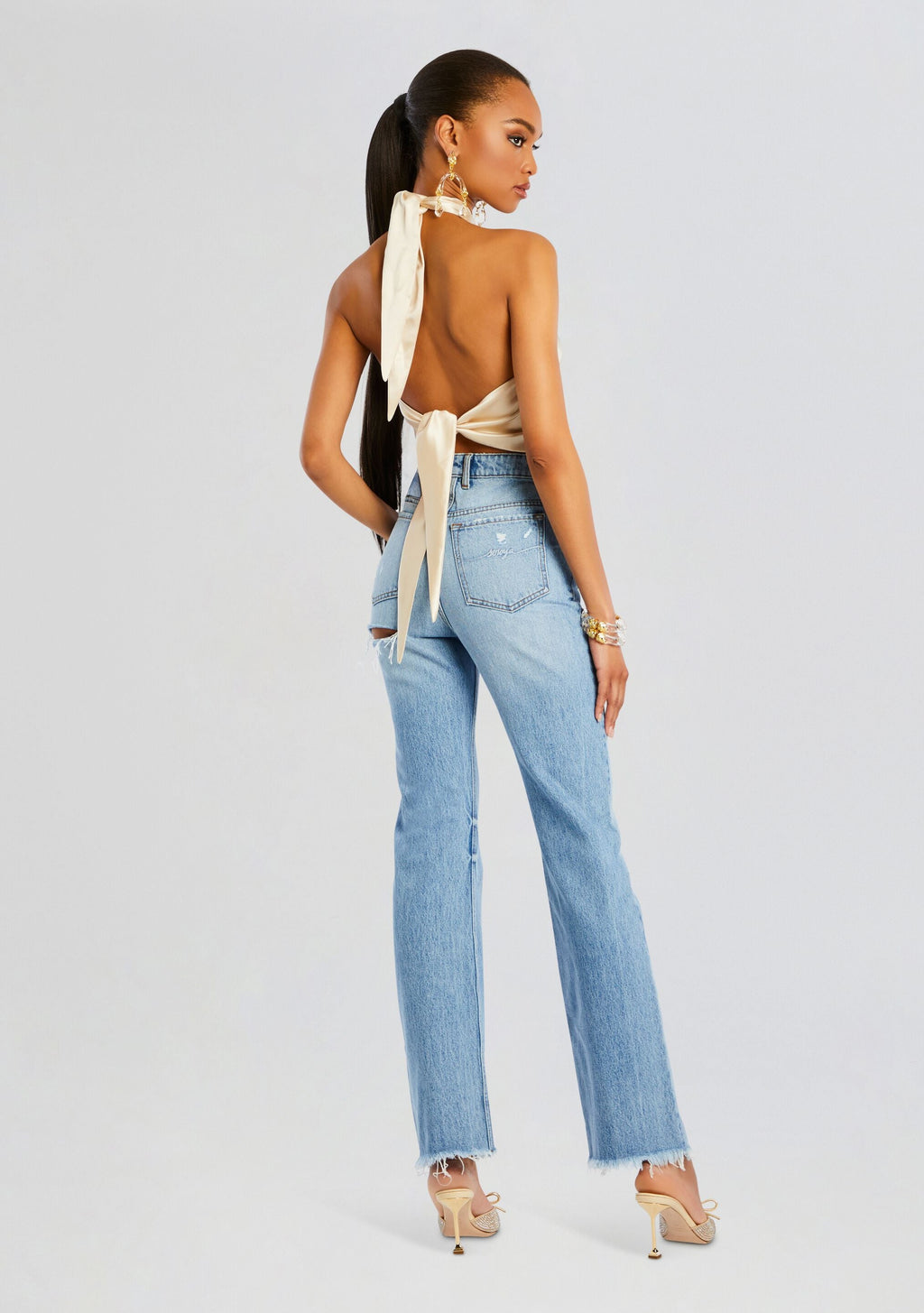 Brooklyn High Rise Straight Jean by SEROYA in High Tide, product image 4