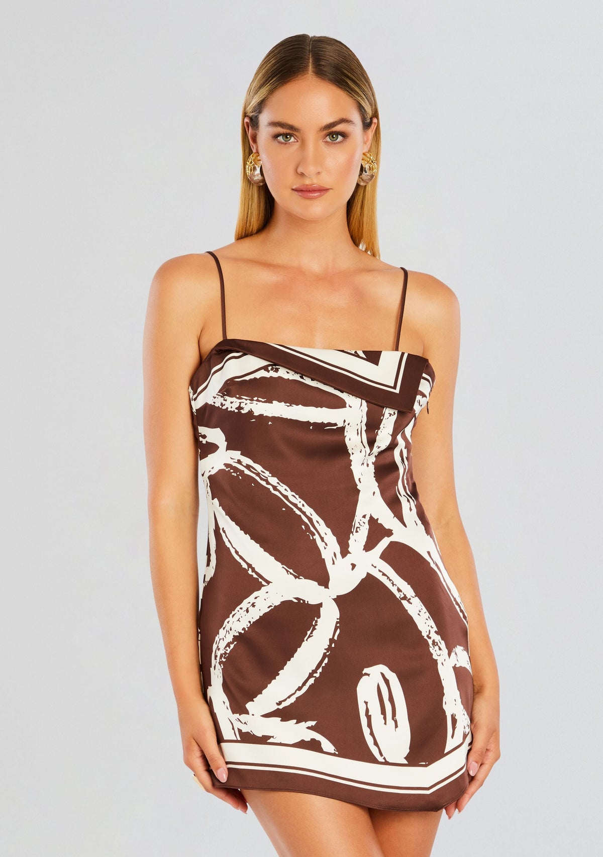 Leilani Satin Mini Dress by SEROYA in Coconut Script, product image 5