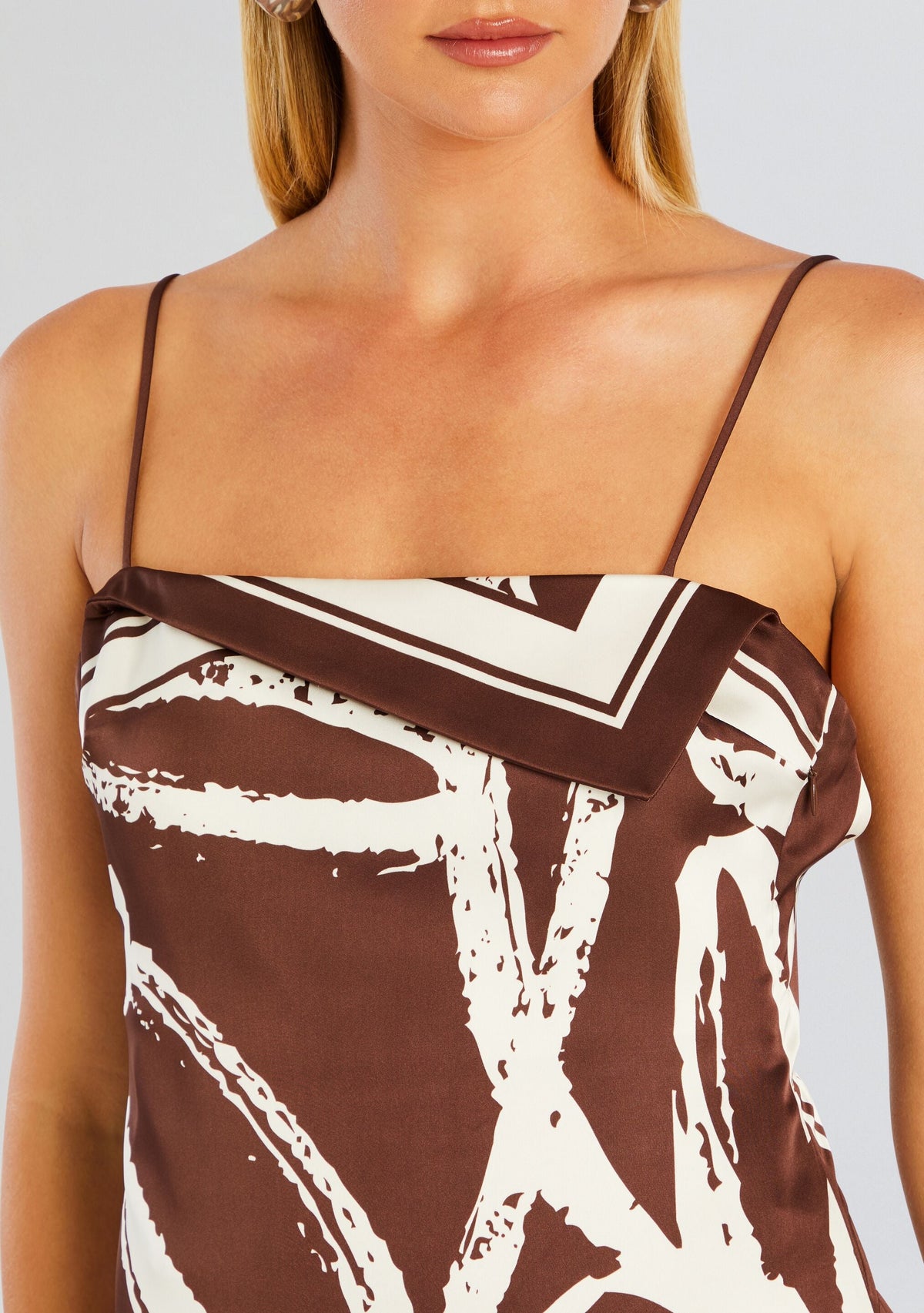 Leilani Satin Mini Dress by SEROYA in Coconut Script, product image 2